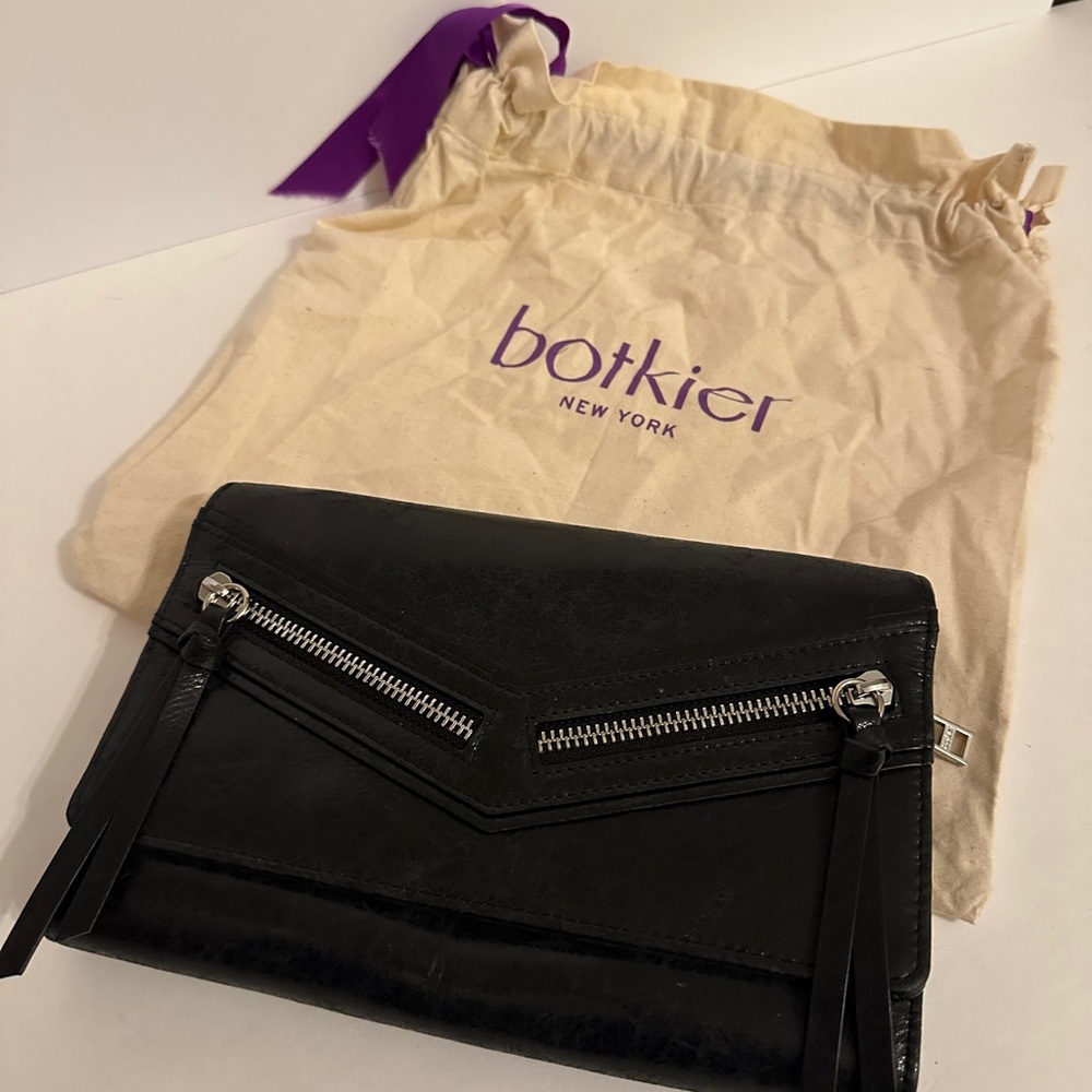 Botkier Black Crossbody with Silver Zipper Details